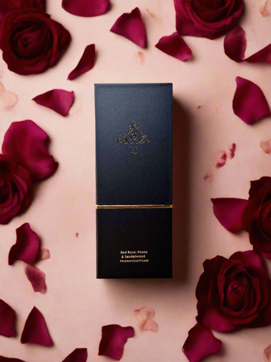 Luxury Black - Red Rose, Peony & Sandalwood Reed Diffuser